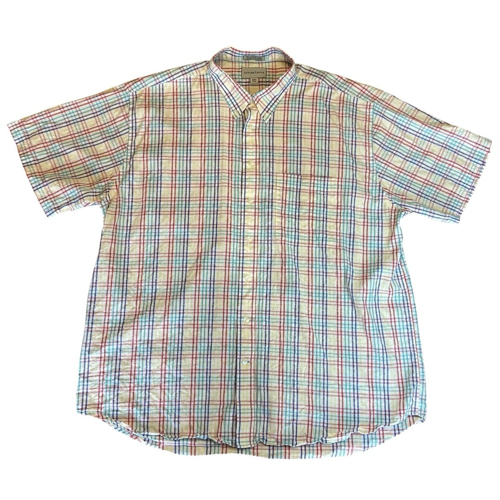 Cutter & Buck Men's Button Down Short Sleeve Shirt‎  Size 2XB Multi Color Plaid